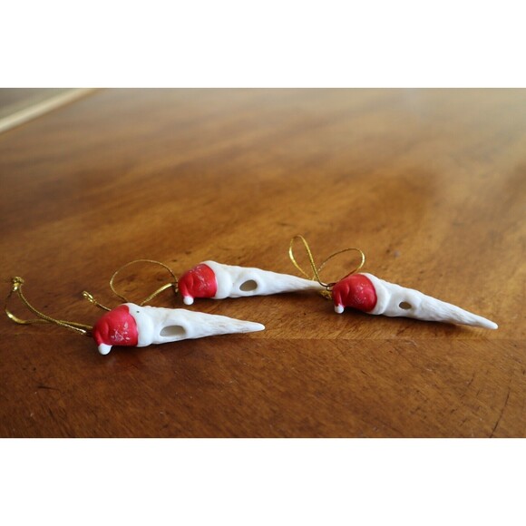 Lot 3x Vintage Santa Claus Father Christmas Icicle Beard Ceramic ~2.4” Ornament - Picture 9 of 9